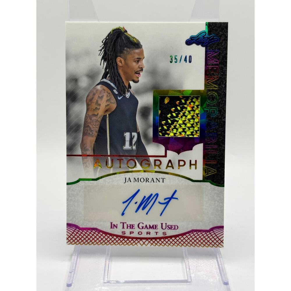 2024 Leaf In The Game Used Ja Morant Jersey Patch Auto 35/40 SP Grizzlies